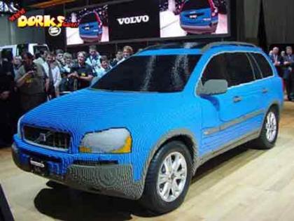 blue car made out of lego