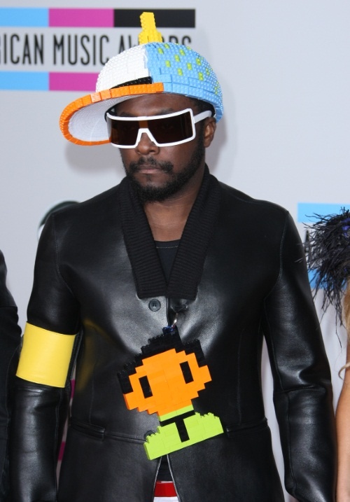 Will I am in lego hat and lego fob