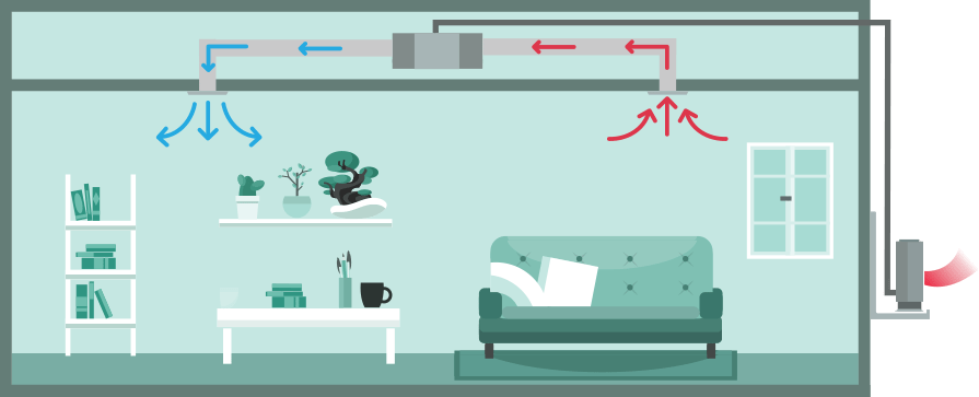 Home Ducted Air Conditioner, Single Split (Heating), illustation