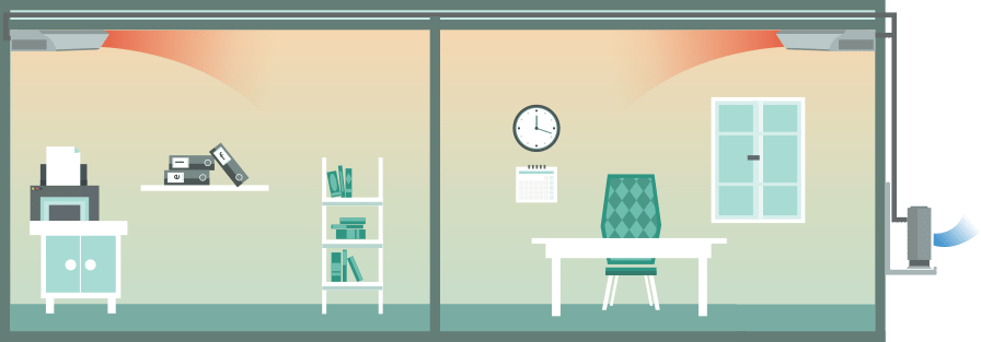 Under-Ceiling air conditioner, multi-split (heating), illustration