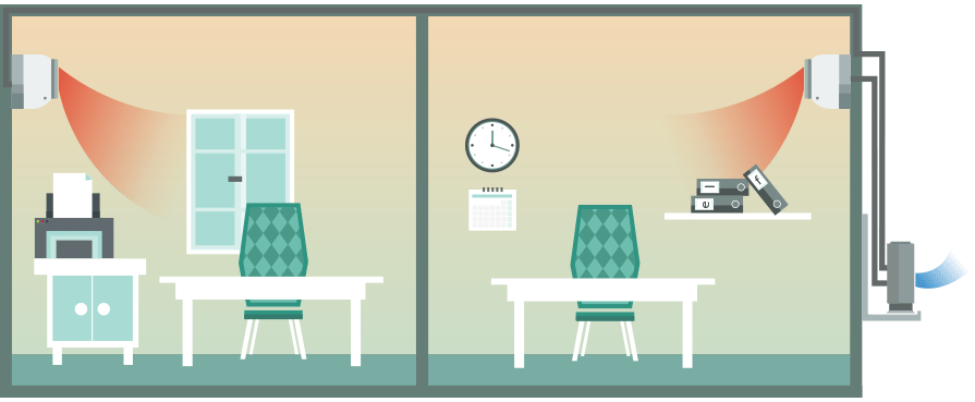 Wall mounted air conditioner in a school, multi-split (heating), illustration