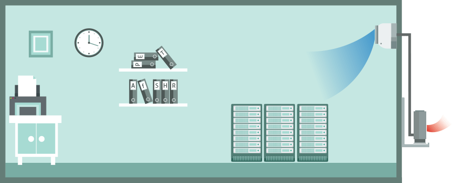 Wall mounted air conditioner in a server room, single-split (heating), illustration