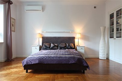 White Wall mounted air conditioner in a bedroom in London