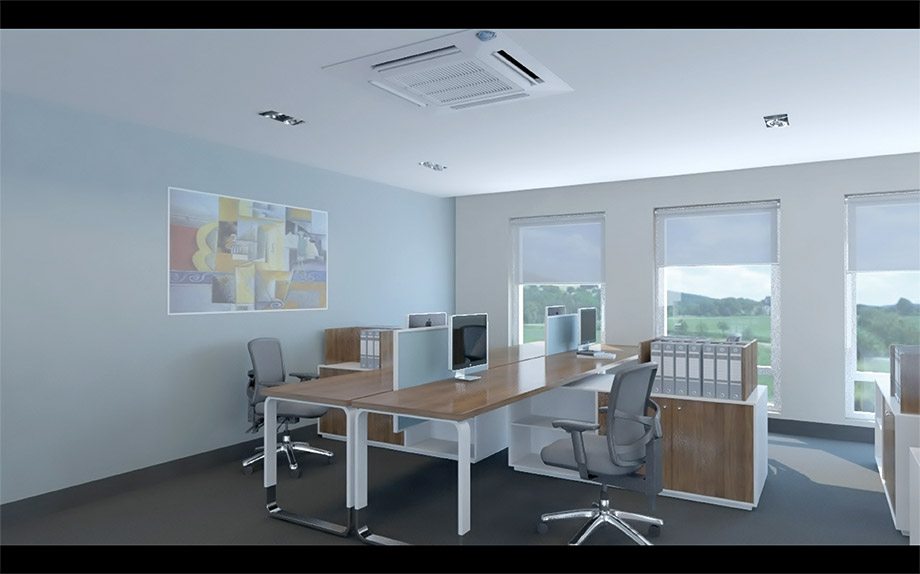 ceiling-cassette in office - The Air Conditioning Company