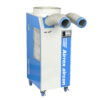 Airrex HSC 2500 portable air conditioner at an angle (facing right), blue and white, two cooling arms