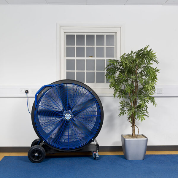 Blue Max 950 industrial fan in a studio